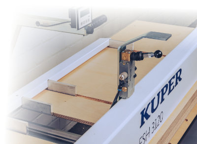 An inset photo of a Kuper FSH 3120 Veneer Saw