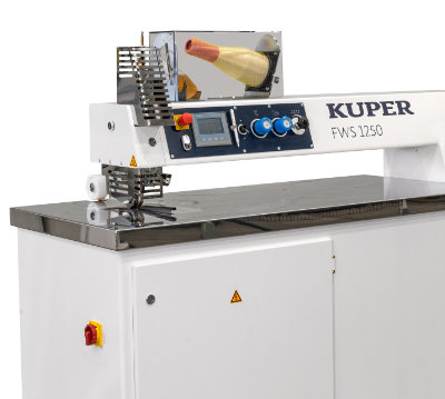 An inset photo of a Kuper FSW 1250 Veneer Splicing Machine